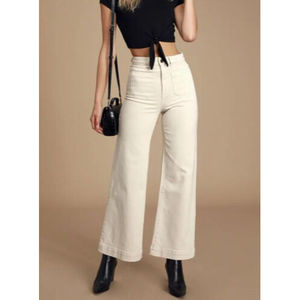 New Rolla’s Womens Size 27 9 High Rise Wide Leg Cream Sailor Pants Jeans NWT